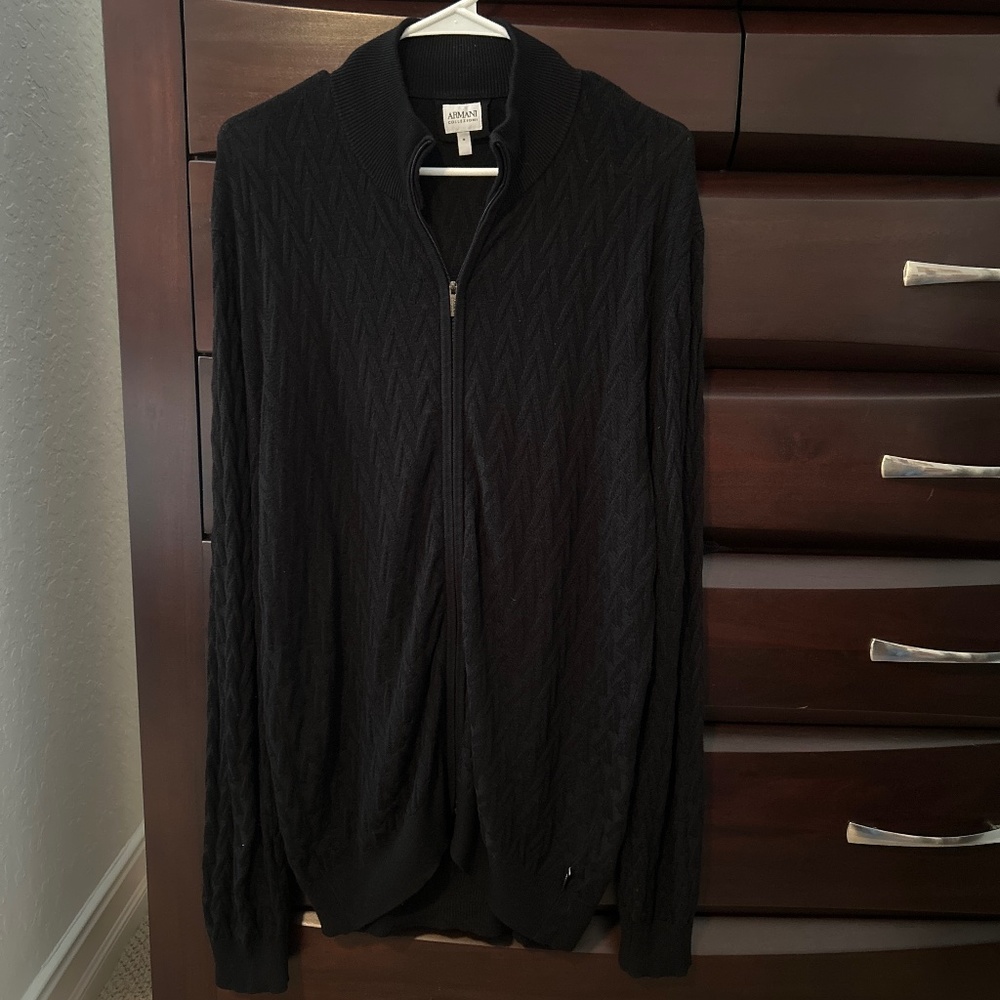 Armani Collezioni Black Zip Up Sweater